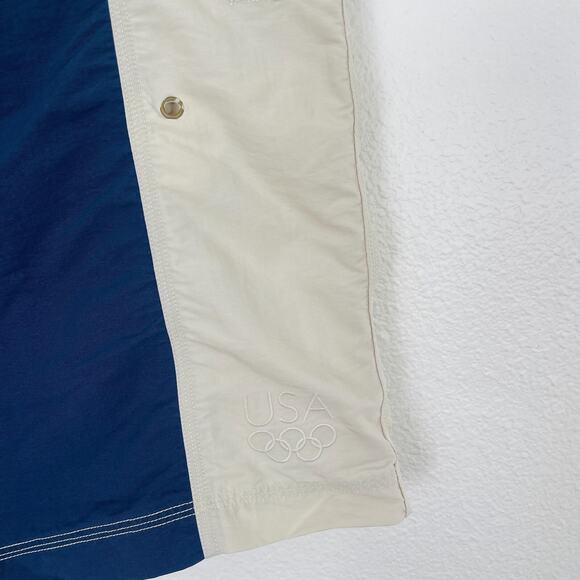 Adidas Board‎ Shorts Mens L Beige Navy Athletic 2004 Olympic Team USA Y2K Swim - Picture 5 of 8